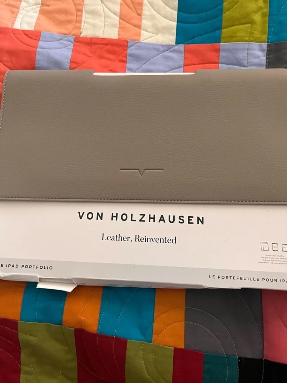 New Von Holzhausen Taupe Leather Laptop Portfolio Case